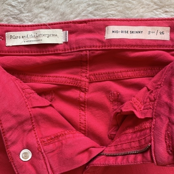 NEW Pilcro and the Letterpress Anthropologie Mid Rise Skinny Ankle Pink Jeans - Picture 15 of 16